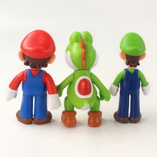 3 Piezas 10CM Super Mario Bros PVC Figura De Acción Juguete Luigi Yoshi