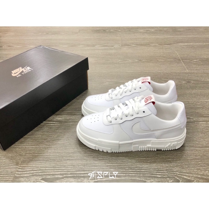 Listo Stock Alta Calidad Air Force 1 Pixel All White Red Label