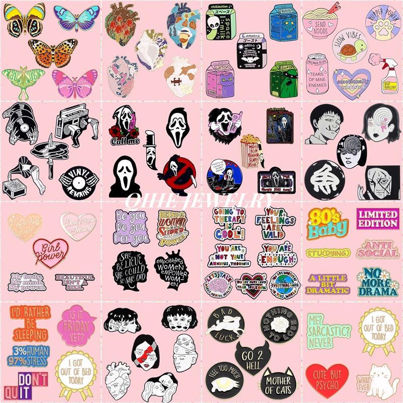 4 7 Unids Set Texto Solapa Pins Dibujos Animados Anime Esmalte Broche