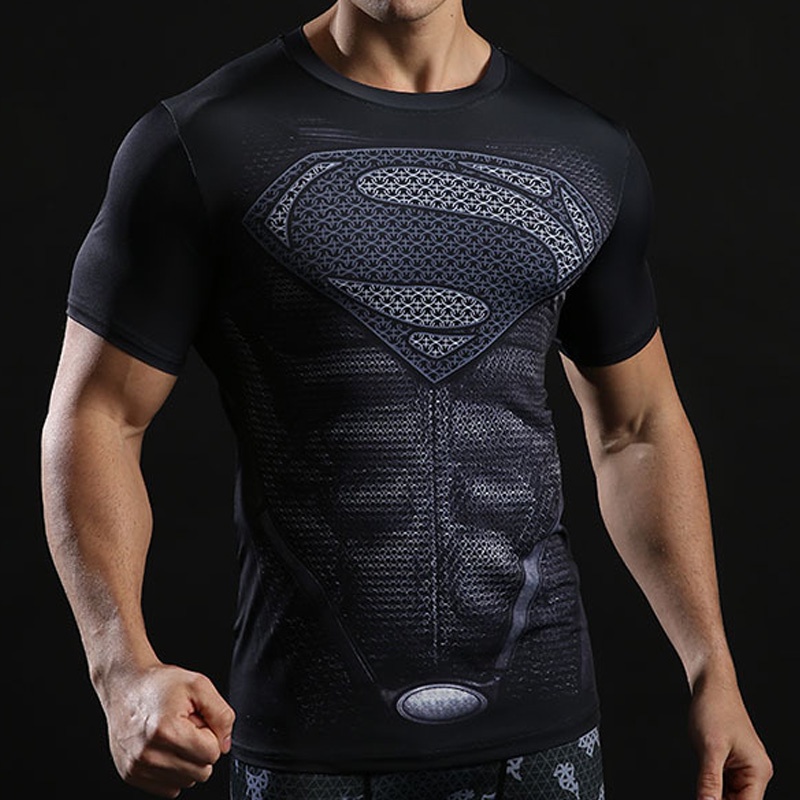 Camisa de compresión para hombre superman Ropa de entrenamiento