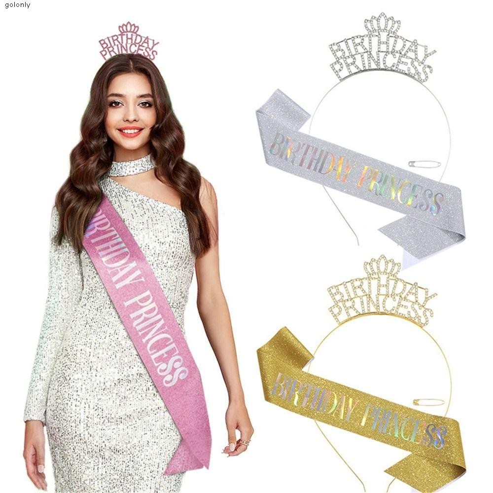 Golonlyy Sash Tiara Set Birthday Princess Faja De Cumplea Os Y