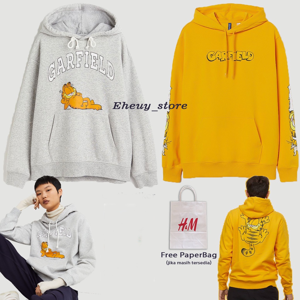 Sudadera con capucha H M garfield amarillo gris sweate HnM garfield amarillo sudadera con capucha hombre mujer