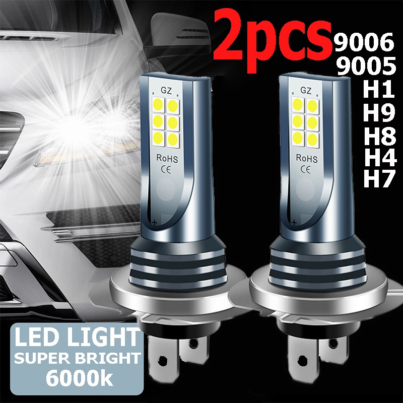 2 Bombillas LED 9004 HB1 12 SMD Para Coche – Luz Blanca 6500K, 10-30V, 550 Lúmenes, Para Antiniebla Y DRL