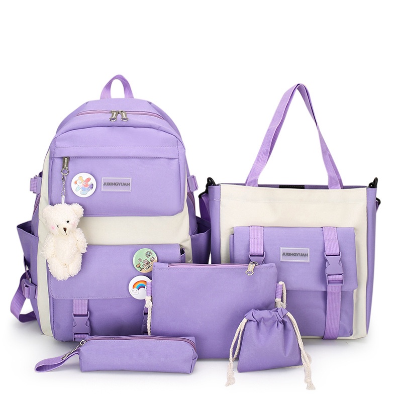 Crazy Bag Five-piece color matching schoolbag 2022 new girls' backpacks ...