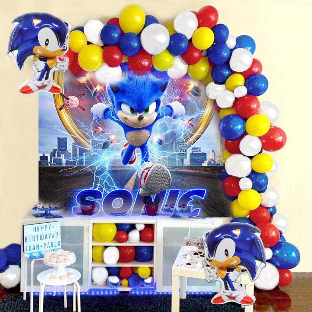 Set 4 Globos Sonic Y Amigos. Decoración Cumpleaños