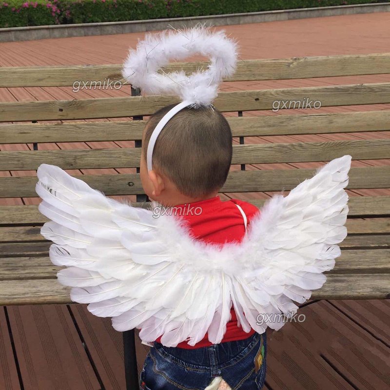 Alas de ángel de plumas Disfraz de cosplay para niños Alas de