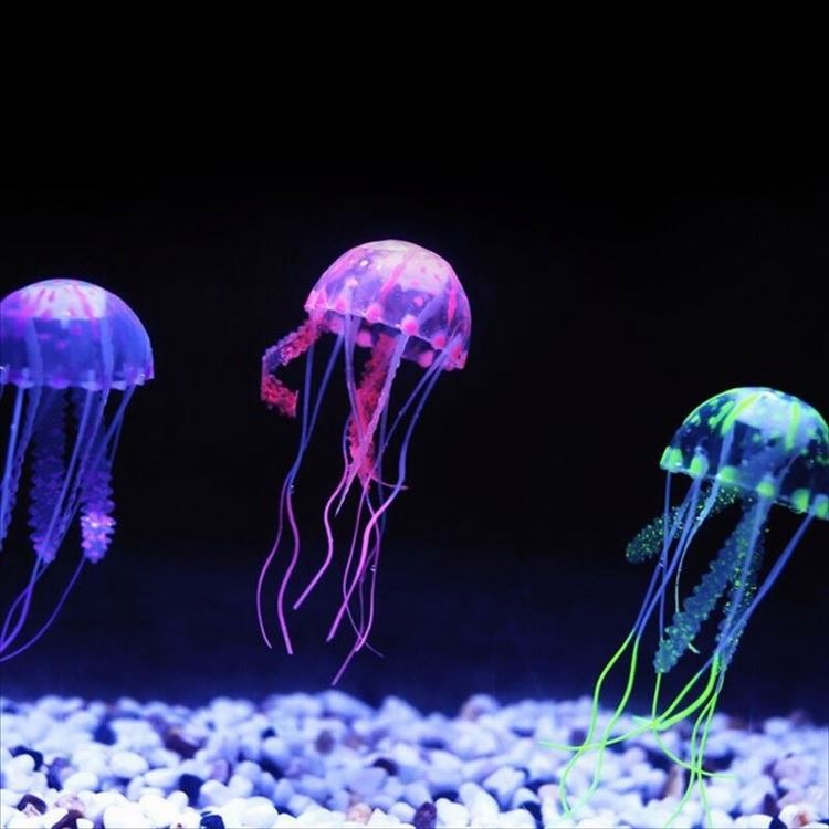 Medusas artificiales luminosas de silicona brillantes, adornos