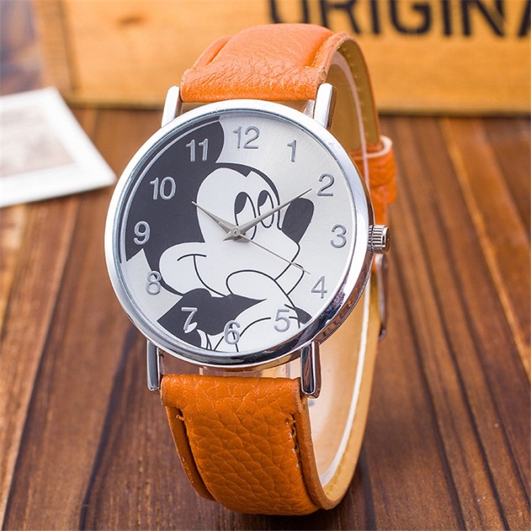 Reloj Mickey Mouse Con Diseno De Cuero De Cuarzo Para Ninos Relojes Dibujos Animados Moda Para Mujer Shopee Chile