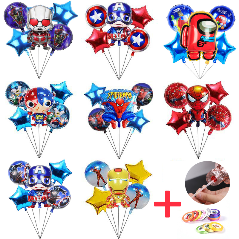  Suministros para fiestas de cumpleaños, paquete de globos  grandes con personajes de Mylar, Star Mylar, Big Number 5 y globos de látex  (8 artículos) : Juguetes y Juegos