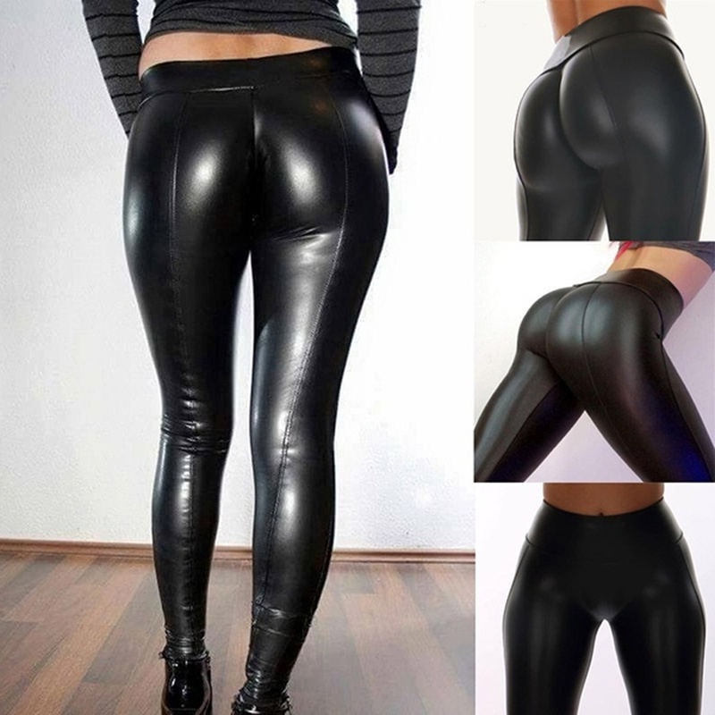 Leggings Cálidos De Piel Sintética De Invierno Para Mujer De