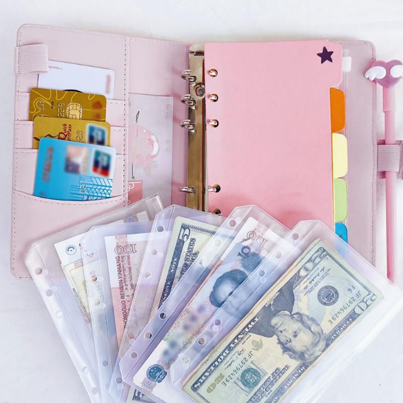 Cuaderno organizador de ahorro de dinero, carpeta de presupuesto de cuero  Pu A6, carpeta de presupuesto, organizador de sobre de efectivo, cuaderno  de planificador financiera - AliExpress
