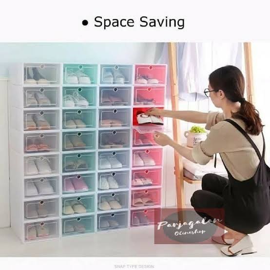 Lugares de almacenamiento para guardar zapatos apilamiento de plástico transparente Rack zapatilla caja gran modelo caja | Shopee