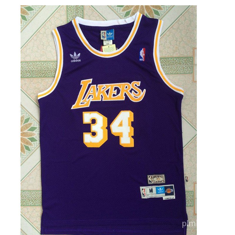 2019 NBA Los Angeles Lakers 34 Shaquille O Neal Purpura retro net regular Temporada Baloncesto Camisetas Shopee Chile