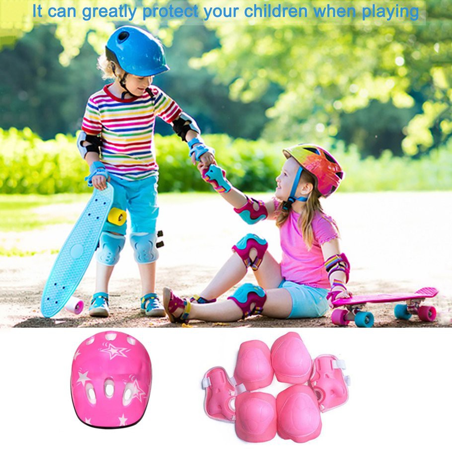 Conjunto de equipo de protección para casco para niños, Protector de  rodilla y codo de espuma para equilibrio, coche, patinete, patinaje sobre  ruedas, color rosa