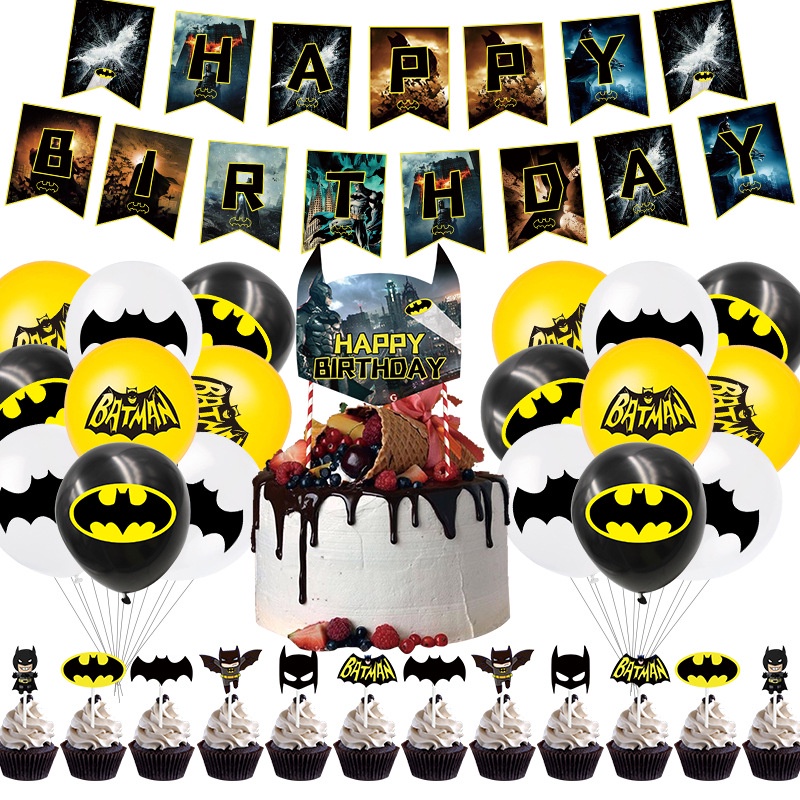 Decoración De Fiesta De Superhéroe Batman Feliz Cumpleaños Bandera Pastel  Tarjeta Globo Conjunto De Bebé Suministros | Shopee Chile