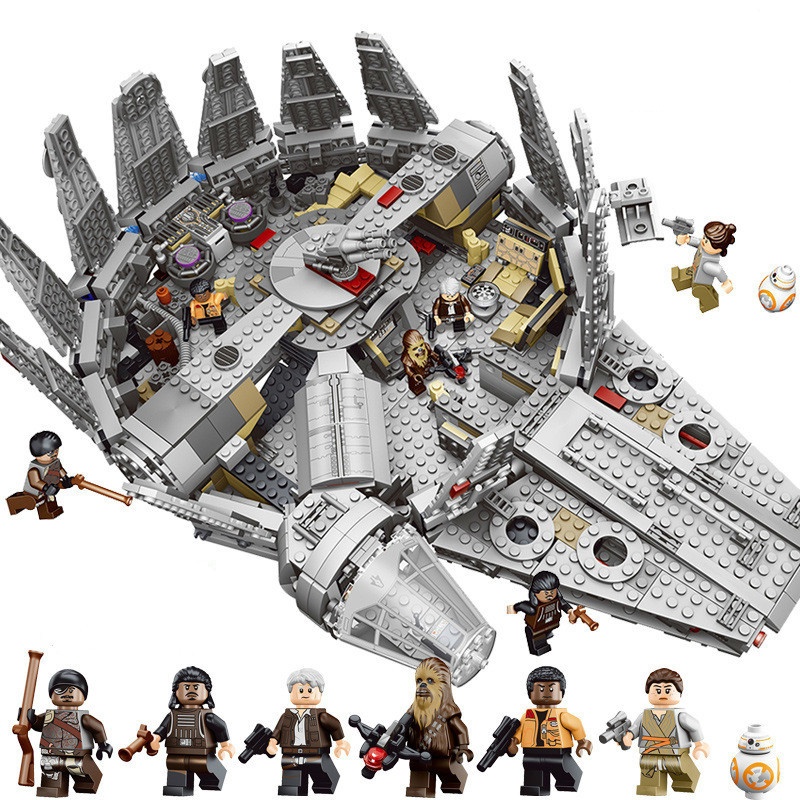 1381PCS Lego Star Wars Bloques De Construccion Conjunto De Juguetes Nave Espacial Modelo De Caza La Fuerza Despierta Milenio Halcon Para Nino