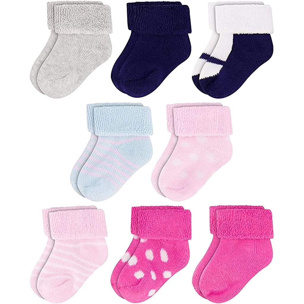 Calentitos calcetines de algodón para recién nacido con lazo de purpurina  talla 0/4 meses 000