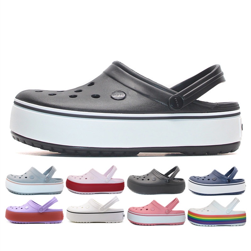 Original Crocs Mujer Sandalias Mercanc as En stock Fondo Grueso Aumentar Zapatilla 205434