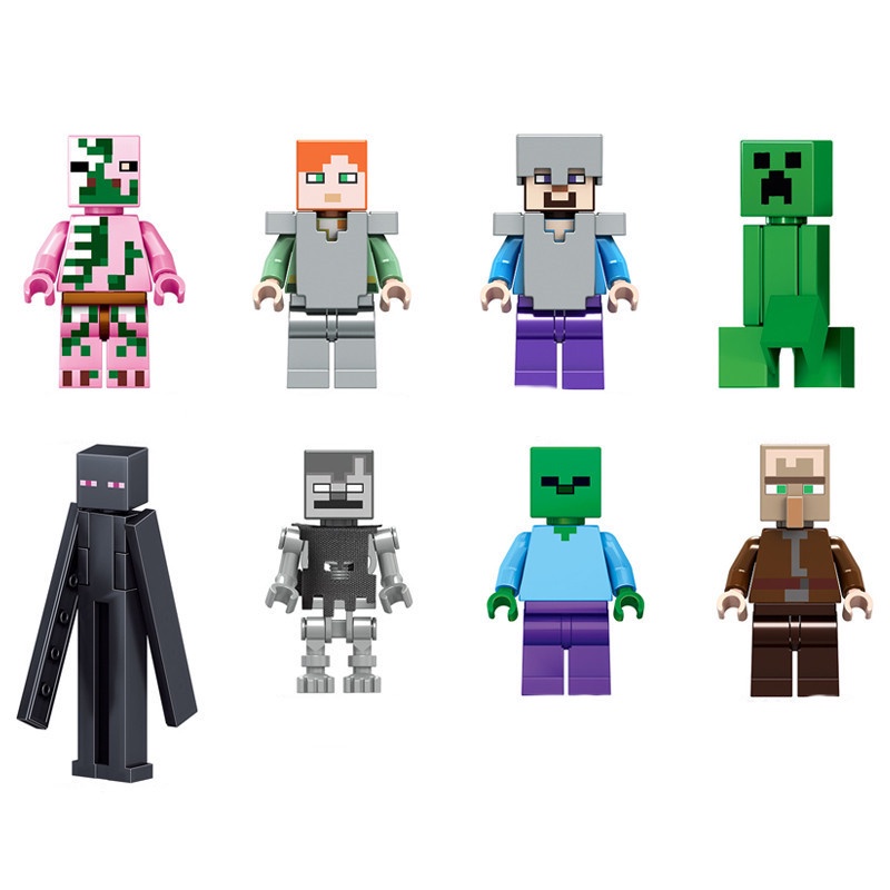 Lego Jogo Technic Minecraft Figura Brinquedos Personagens Steve Creeper  Zombie Enderman Blocos De Construção De Brinquedo Caçoa O Presente