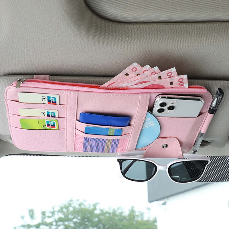 Organizador De Visera Solar Para Coche , Bolsa De Almacenamiento Multifunción Para Parasol , PU Multibolsillo , Accesorios Interiores Para Tarjeta , Teléfono Móvil , Bolígrafo , Soporte Para Lentes De Sol | Shopee Chile