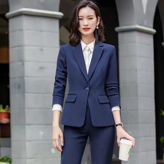 Traje de trabajo de 2 piezas para mujer, conjunto de traje de entrevista de  negocios, Blazer delgado y pantalones de lápiz, traje de oficina para mujer,  Primavera - AliExpress