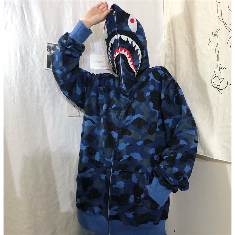 Y2K Hiphop - Sudadera Con Capucha Y Cierre Suelta, Azul, M