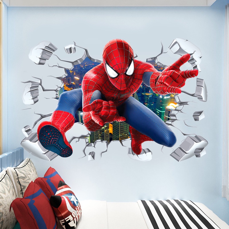 Pegatinas de Spiderman para decoración de pared de habitación infantil