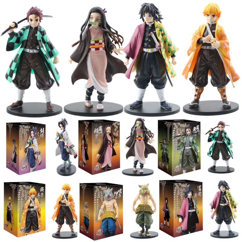 Demon Slayer Figura Conjunto Tanjirou Nezuko Kimetsu No Yaiba Figuras De  Acción Original Japón Anime PVC Modelo Coleccionable Juguetes Regalos