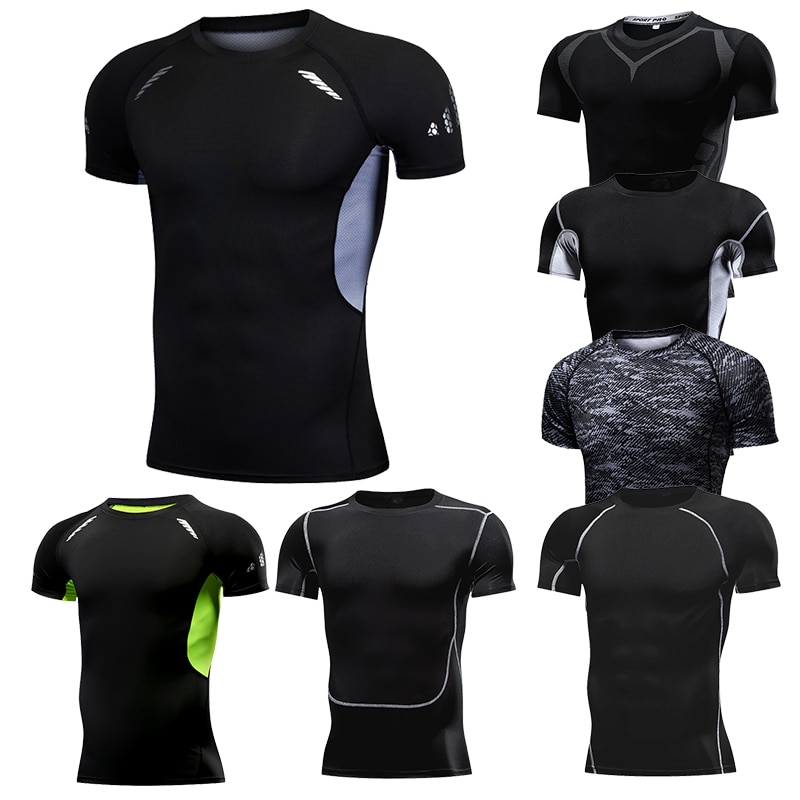 Polera De Compresi n Para Hombres De Secado R pido F tbol Fitness Ropa Deportiva Ajustada Manga Corta Transpirable