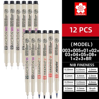  Sakura Pigma Micron - Juego de 12 bolígrafos de punta