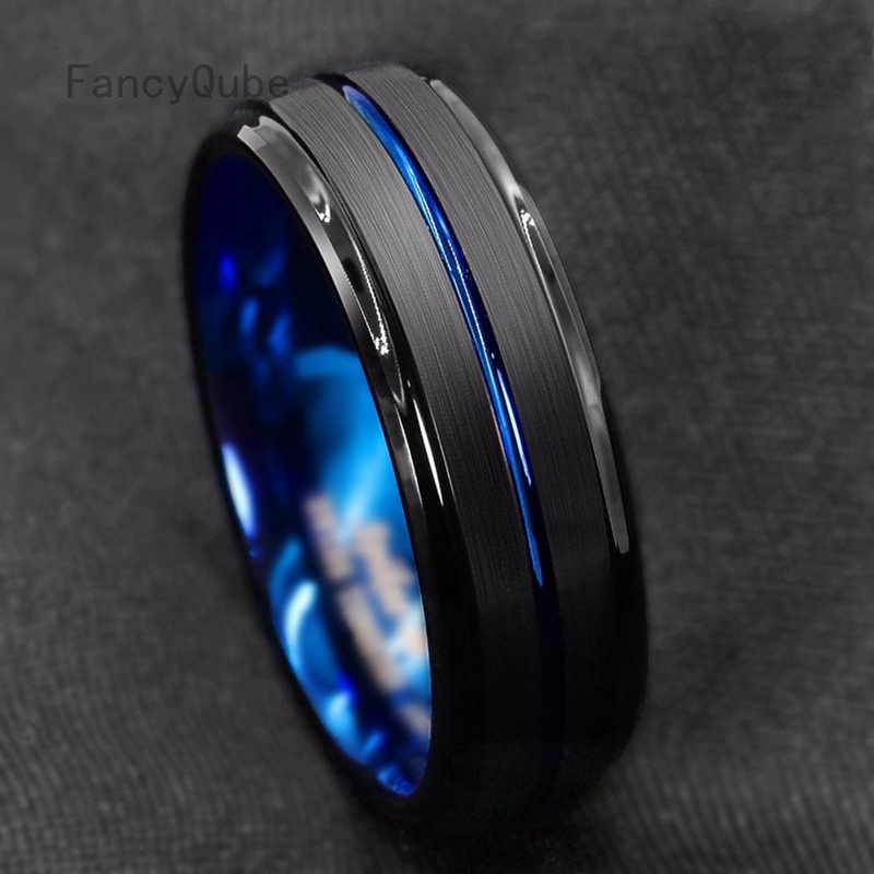 Greenpod Anillos De Tungsteno Negro De 6 Y 8 Mm (15/64 - 5/16 Pulgadas