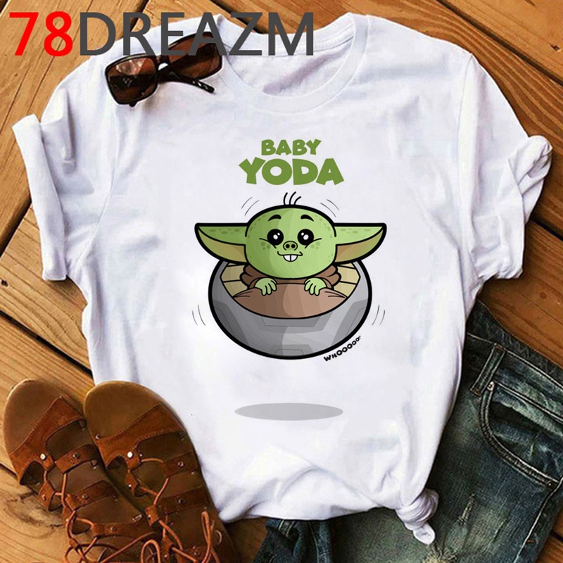 Baby Yoda Star Wars Camiseta Verano top Mujeres kawaii Impresion Estetica Ropa Mas El Tamano Shopee Chile