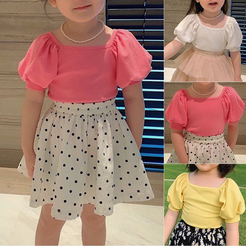 Ninos blusa bebe nina camisa moda Puff manga corta sin patron comodo version coreana Shopee Chile