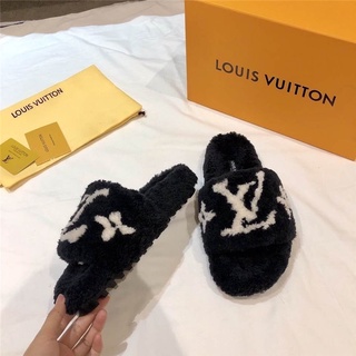 Precio Más Bajo] Pantuflas De Lana LV teddy sheep casual home Zapatillas  Femeninas [Con Caja]