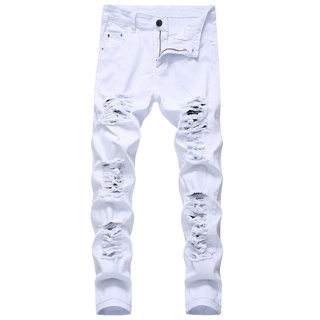 Pantalones rotos hombre outlet blancos