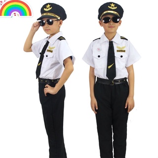 Conjunto de disfraz de policía para niños, 7 piezas, vestido de oficial de  policía para niños, sombrero, chaleco, insignia, silbato, gafas de sol