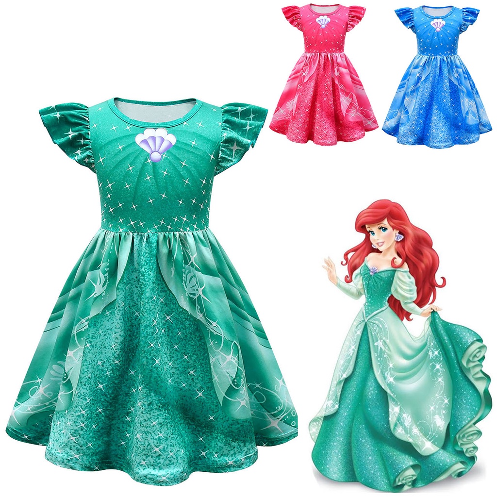 La Sirenita Princesa Ariel Cosplay Disfraz De Los Ninos De Manga Larga Falda De Volantes Para 3 8 Anos De Edad Shopee Chile