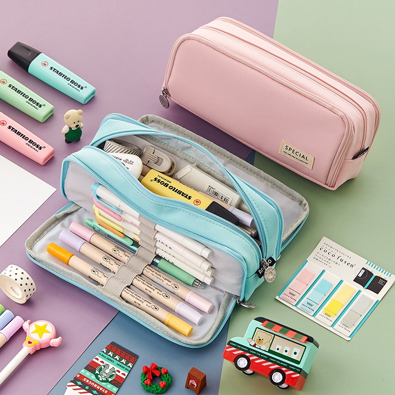 Estuche de lápices lindo coreano Útiles escolares Papeleria estacionaria  kawaii bolsa de lápiz estético para niñas estudiantes niños