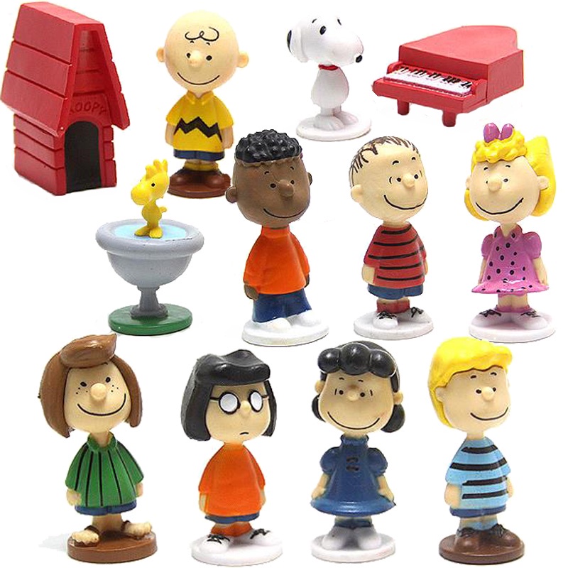 12 Piezas Snoopy Peanuts Muñecas Charlie Brown Miniatura Figuras ...
