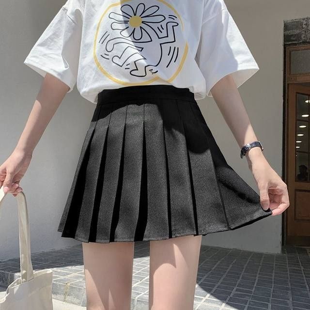 Pertenece Abiertamente Blanco Falda plisada negra falda corta femenina falda de media longitud primavera  y verano estilo universitario de cintura alta gris | Shopee Chile