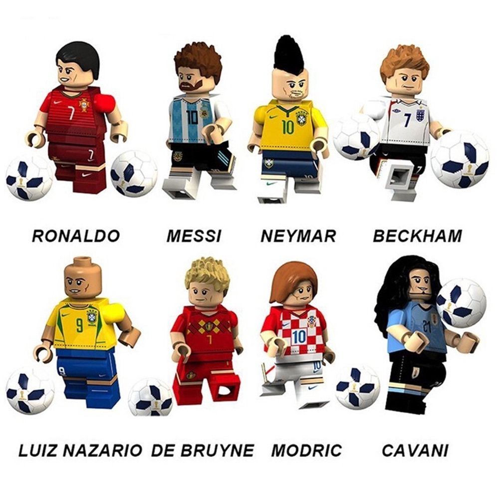 8Pcs Set F tbol Copa Del Mundo Figura Equipo Ronaldo Messi Bloques