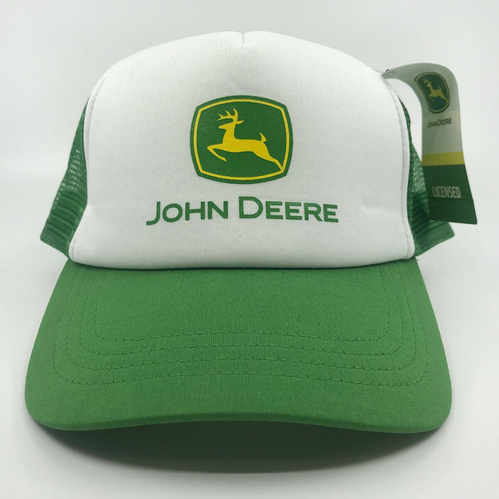John Deere gorro de camionero blanco y verde ajustable de algodón
