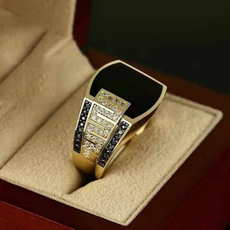 Anillo De Diamantes Relleno De Oro De 18 Quilates Para Hombre