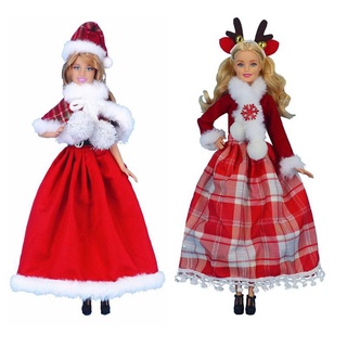 Muñeca De Moda Vestido De Navidad 2 Estilo/Lote Sombrero Niños Juguetes  Regalo De Cumpleaños Miniatura Accesorios Ropa Para Barbie  