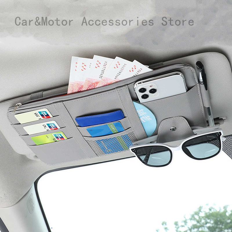 Organizador De Visera Solar Para Coche , Bolsa De Almacenamiento Multifunción Para Parasol , PU Multibolsillo , Accesorios Interiores Para Tarjeta , Teléfono Móvil , Bolígrafo , Soporte Para Lentes De Sol | Shopee Chile