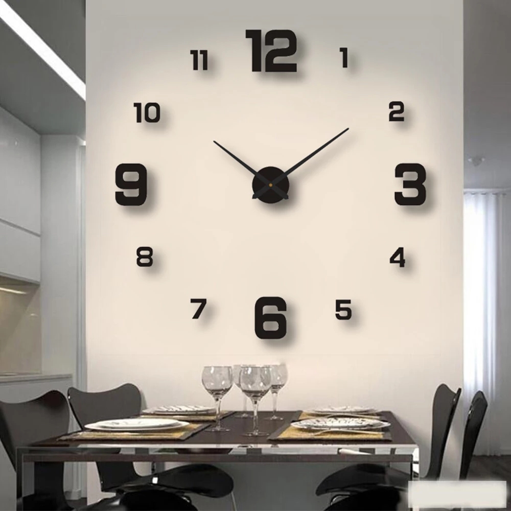  Reloj de pared silencioso, reloj de pared sin marco, adhesivo  de superficie de espejo 3D, decoración del hogar, reloj de pared redondo,  relojes de pared redondos de batería, decorativos para cocina