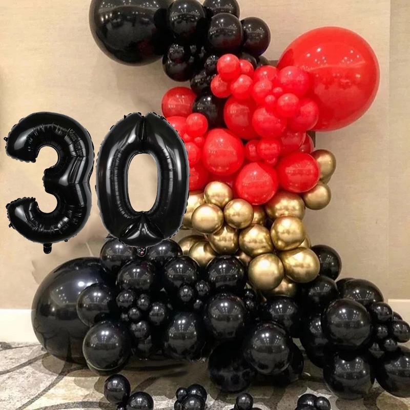 Kit Decoración Cumpleaños - 40 Años - Negro Y Plateado