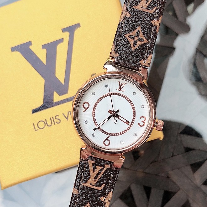 LV Reloj De Pulsera Para Mujer Calendario De Cuarzo Correa De