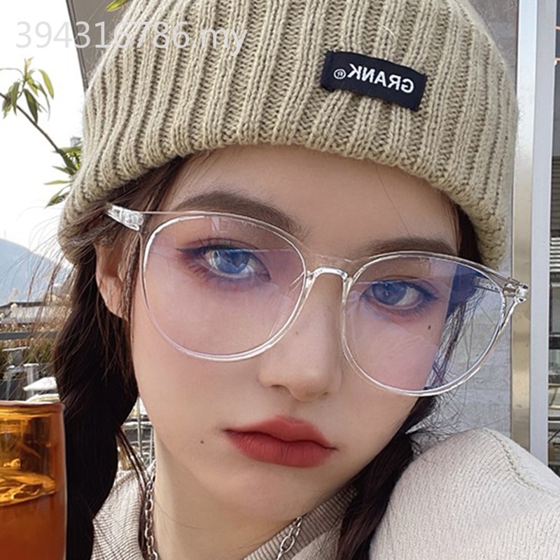 Version Coreana Redonda Mujeres Moda Anti Azul Gafas Hombres Senora Cara Grande Era Delgada Luz Plana Transparente Retro Salvaje Marco Puede Ser Equipado Con De Miopia Shopee Chile