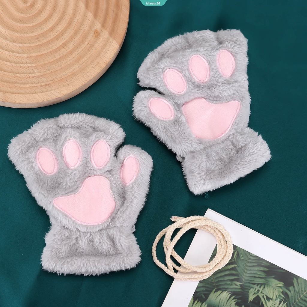 Manoplas Sin Dedos Con Garras De Gato – Guantes De Felpa Suave Para Invierno, Ideales Para Escribir Y Conducir